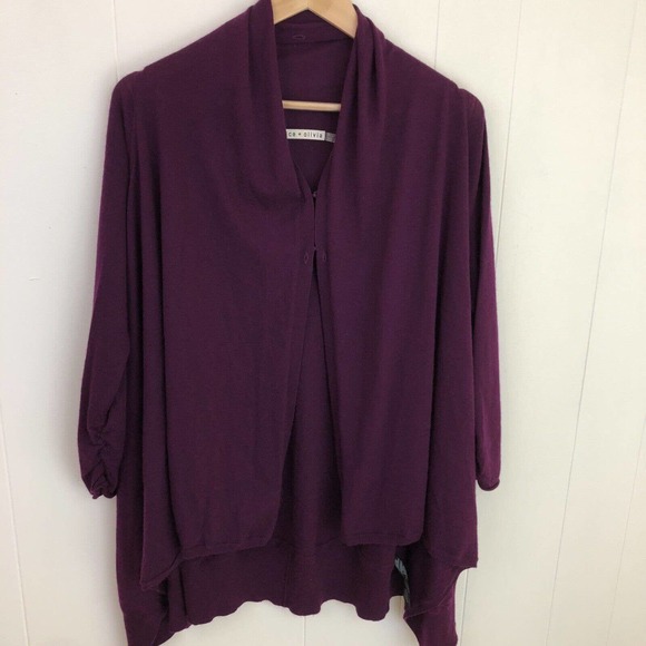 Alice + Olivia Wool and Cashmere Purple Draped Izzy Cardigan Women’s Size Small - Picture 2 of 16